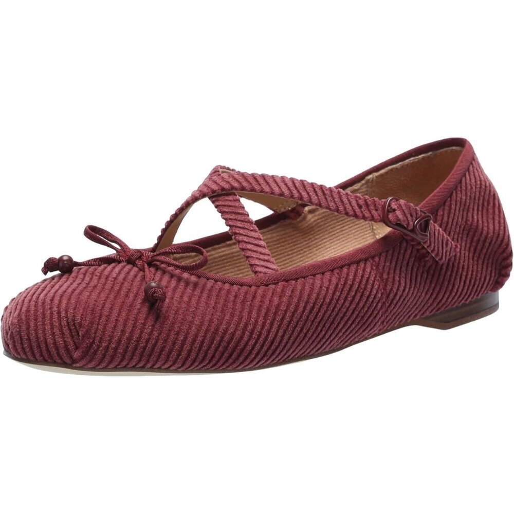 Circus NY by Sam Edelman Women's Spiced Plum Fabric Cross Strap Ballet Flat